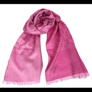 NEW Pink Gucci Pashmina Scarf Shawl Silk & Wool